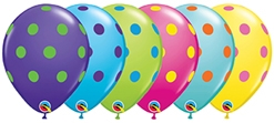 11 Inch Big Polka Dot Latex Balloons Colorful Assortment 50pk