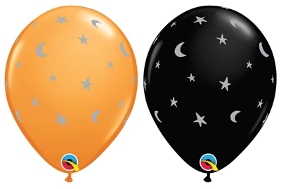 11 Inch Halloween Moons & Stars Latex Balloons 50pk