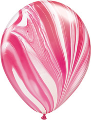 11 Inch Red & White Agate Latex Balloons 25pk