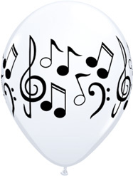 11 Inch Music Notes White Latex Balloons 50pk