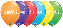 11 Inch Congrats Dots & Stars Latex Balloon Assortment 50pk