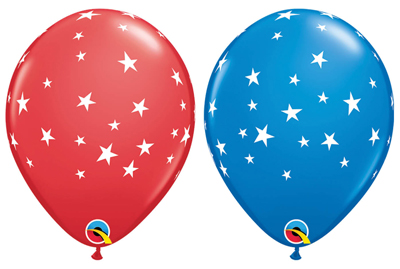 11 Inch Red & Blue Contempo Star Flag Latex Balloons 50pk