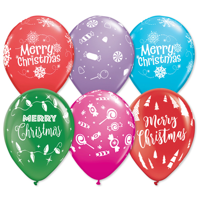 11 Inch Christmas Latex Balloon Assortment ProfitPak 50pk