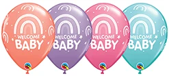 11 Inch latex Welcome Baby Boho Rainbows Balloon Assortment 50pk