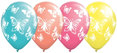 11 Inch Beautiful Butterflies Latex Balloon Assortment 50pk