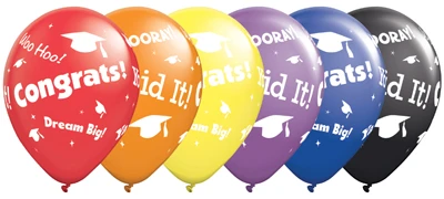 11 Inch Grad Words Latex Balloons Assortment 50pk