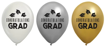 11 Inch Congratulations Grad Caps Latex Balloons 50pk