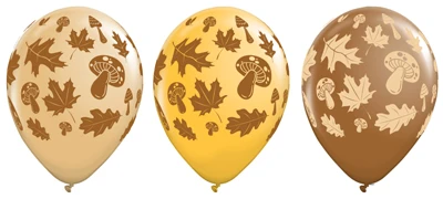 11 Inch Autumn Leaves & Mushrooms Latex Balloon 100pk