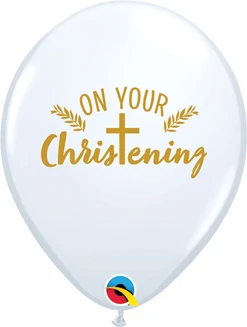 11 Inch On Your Christening Cross White Latex Balloons 50pk