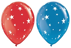 11 Inch Red & Blue Spangle Stars Latex Balloons 100pk