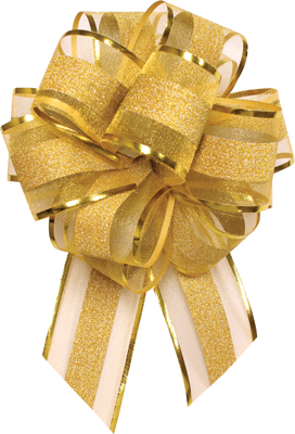 1 7/8 Inch x 6 Inch Gold & Gold Instant Bow 6pk