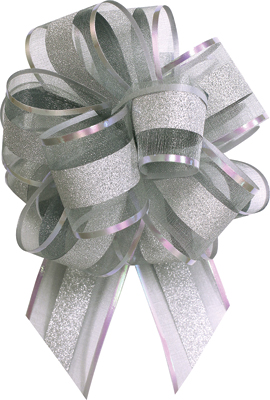 1 7/8 x 6  Inch Sivler & Silver Instant Bow 6pk