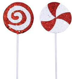 2.5 Inch Glittered Lollipop Decorative Pick 12pk