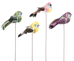 3 Inch Bird with Fluffy Tail Decorative Floral Pick 12pk