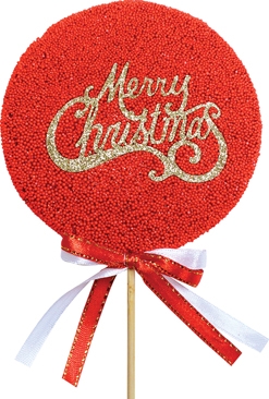 4 Inch Merry Christmas Nonpareil Lollipop Decorative Pick 12pk