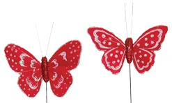 3.25 Inch Red Glitter Butterfly Pick 12pk