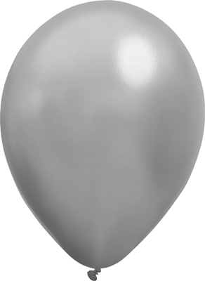 16 Inch Metallic Silver Latex Balloons 50pk