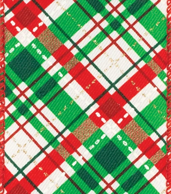 10 yd #40 Festive Plaid Wired Ribbon