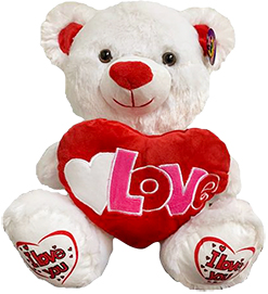 7 Inch LOVE White Bear with Red Heart