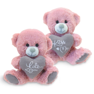 9.5 Inch Bear Plush with Heart 2pk