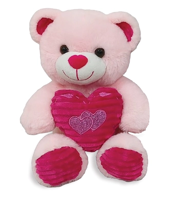 10 Inch Plush Pink Bear with Corduroy Heart