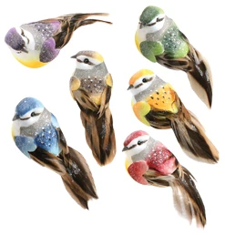 Glitter Bird Decorative Floral Accent 12pk