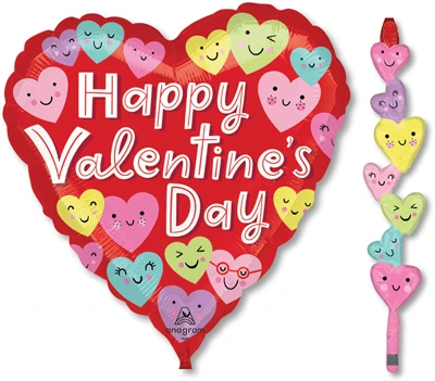 39 Inch AirWalker® Valentine Happy Hearts Tail Balloon