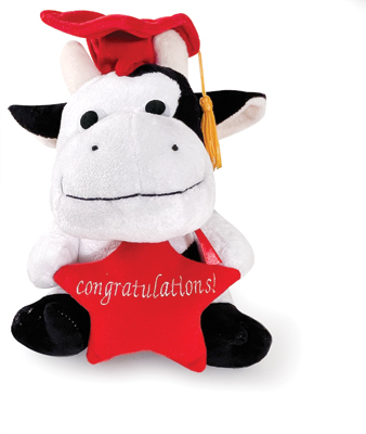 8 Inch Plush Grad Cow with Congratulations Star
