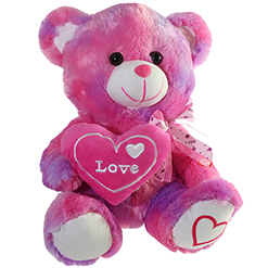 7 Inch Plush Tie Dye Love Bear with Heart