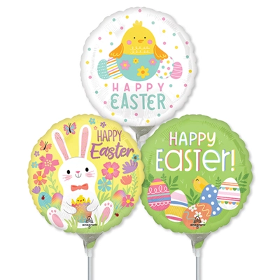 9 Inch Easter Pre-inflated Mini Stick Balloons ProfitPak 30pk