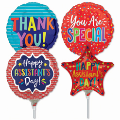 9 Inch Administrative Appreciation Pre-Inflated Mini Stick Balloons ProfitPak 30pk