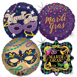 Std Mardi Gras Foil Balloon ProfitPak 25pk