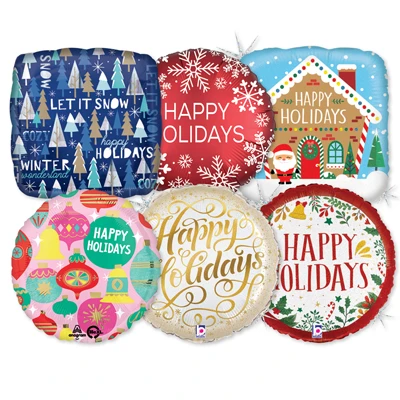 Standard Foil Winter Holiday Balloons 25pk