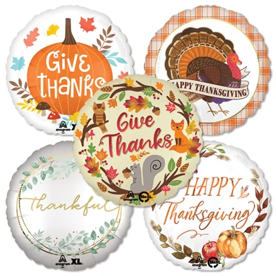 Standard Foil Thanksgiving Balloon Assortment 25pk