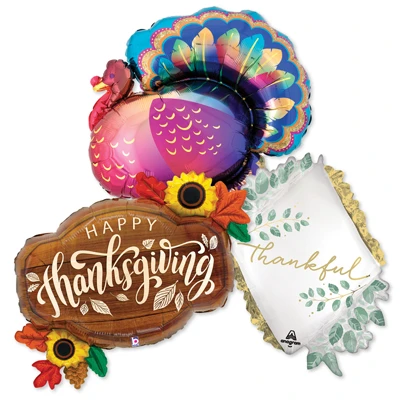 Helium Shape Thanksgiving Balloon Assortment ProfitPak 15pk