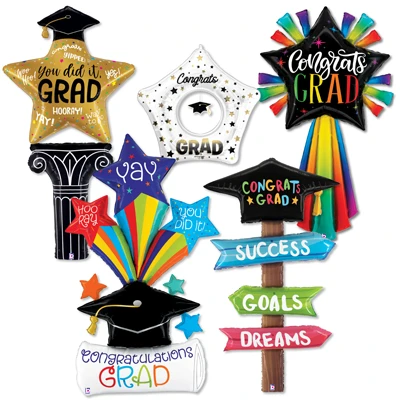 Graduation Large Shape Balloons ProfitPak 5pk