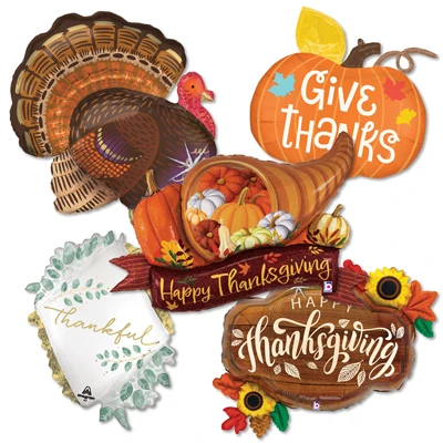 Helium Shape Thanksgiving Balloon Assortment ProfitPak 25pk