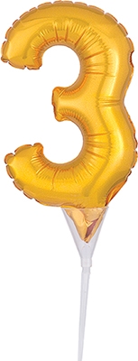 6 Inch Gold Air Fill Cake Number Pick 3 Balloon