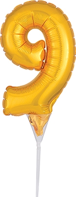 6 Inch Gold Air Fill Cake Number Pick 9 Balloon
