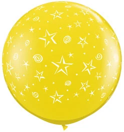 3 Foot Stars Yellow Latex Balloon 2pk