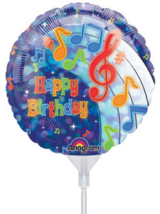9 Inch Birthday Tunes EZ Fill Balloons (3 pk)