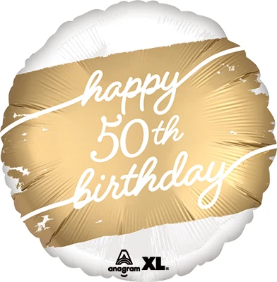 Std Birthday Satin Luxe Golden Age 50 Balloon