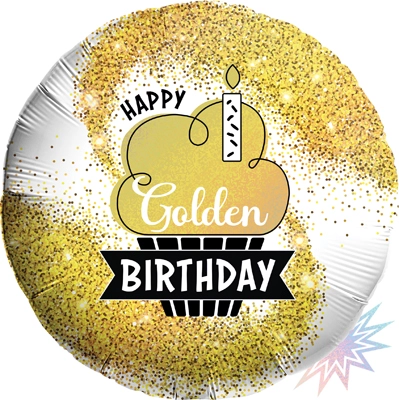 Std Golden Birthday Holographic Balloon