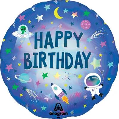 Std Birthday Outer Space Holographic Balloon