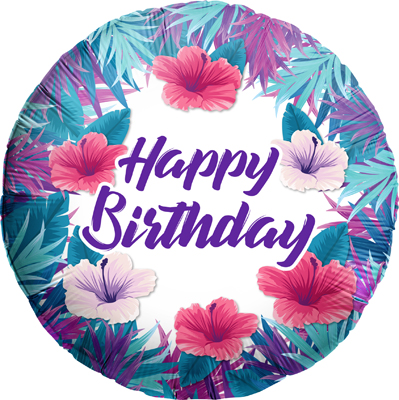 Std Birthday Tropical Hibiscus Balloon