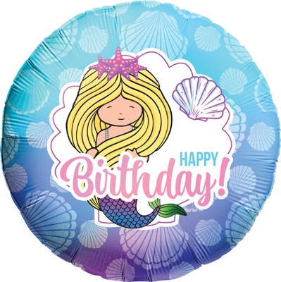 Std Birthday Let's Shellebrate Mermaid Holographic Balloon