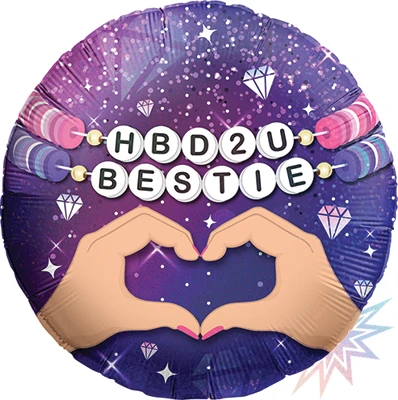 Std. Birthday Bestie Bracelets Holographic Balloon