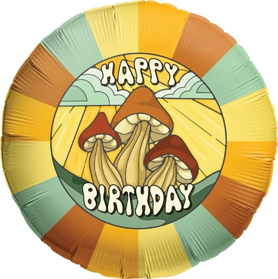 Std Birthday Boho Mushrooms Balloon