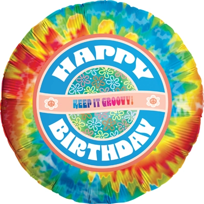 Std Birthday Groovy Tie-Dye Balloon