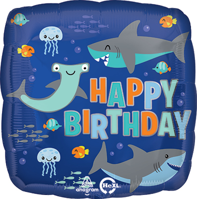 Std Birthday Sharks Balloon